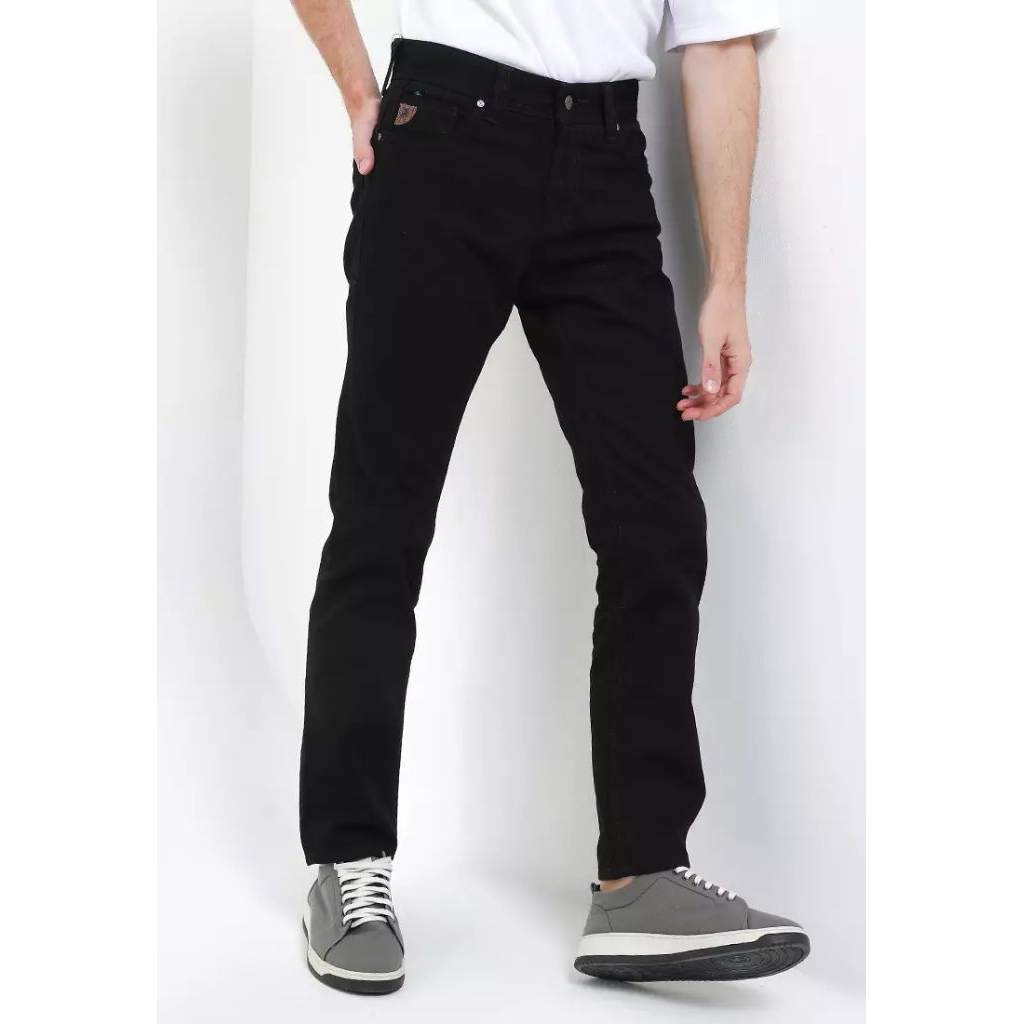 CFL121H CELANA DENIM SLIM LOIS JEANS ORIGINAL PRIA WARNA HITAM BLACK