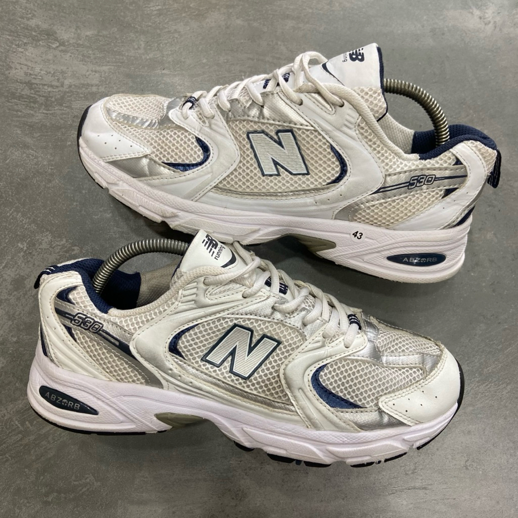 [Size 43] Rare New Balance 530 White Natural Indigo Silver Navy (MR530SG) Second Original Kondisi Mu