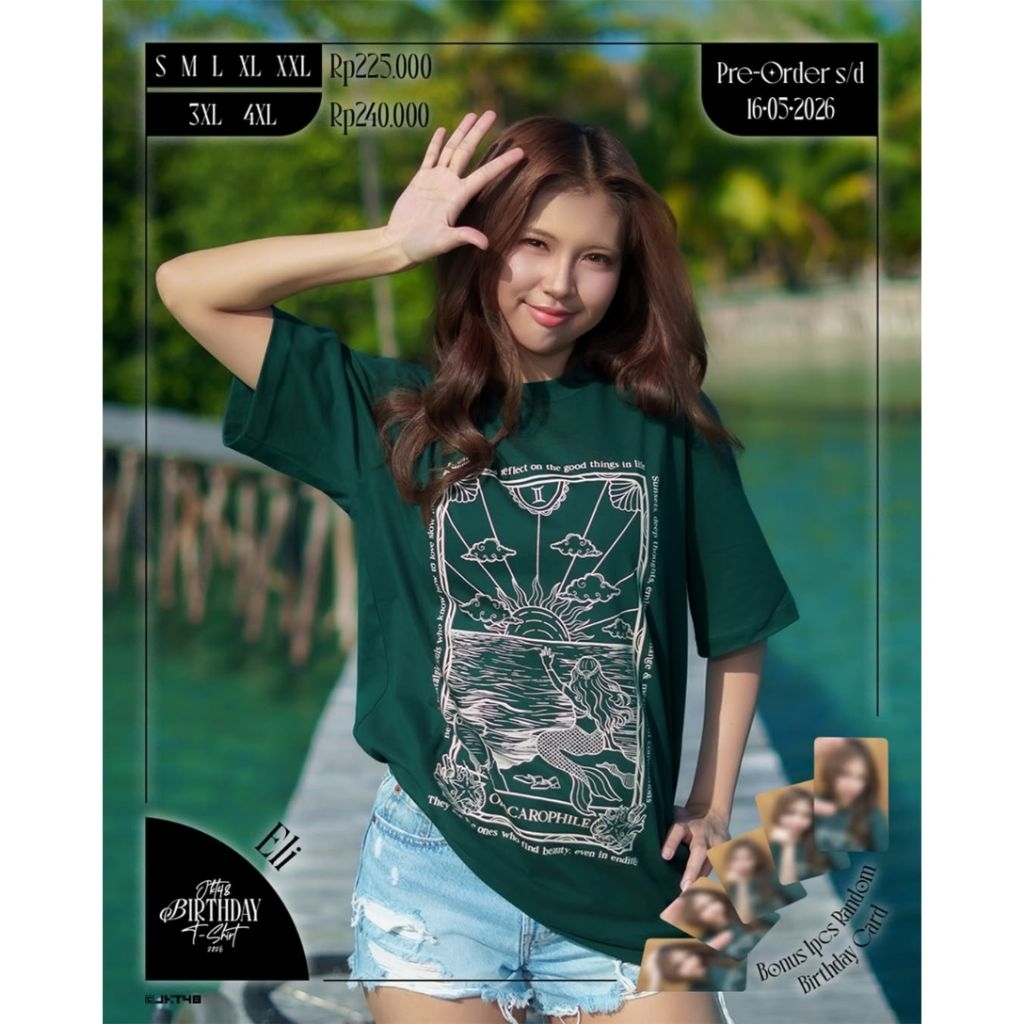 Kaos JKT48 Birthday T-Shirt Helisma Putri (Eli) 2026 - Hijau Botol