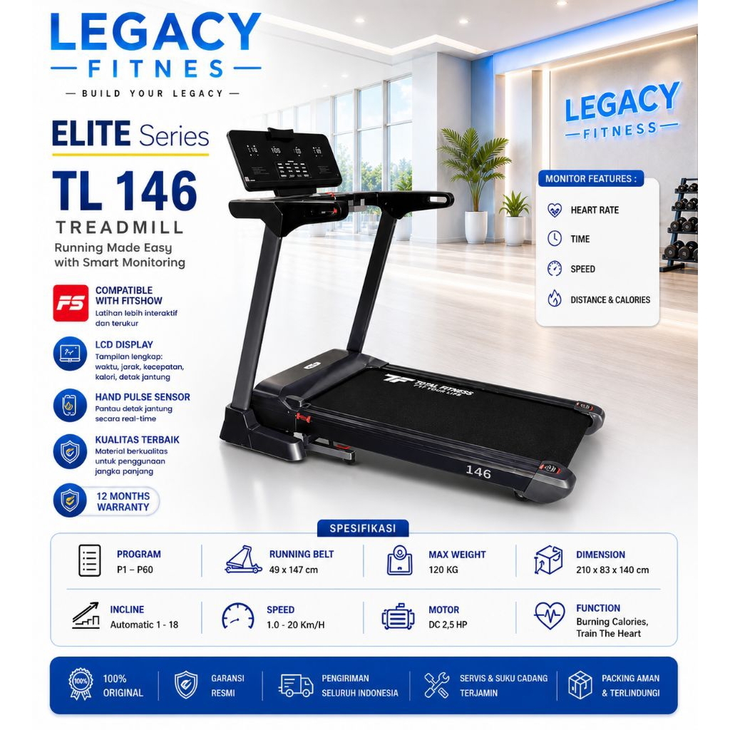 Treadmill Elektrik Big TL 146 alat fitnesTotal Fitnes
