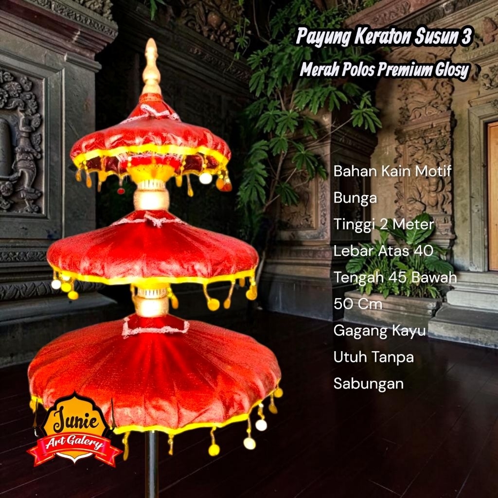Payung susun 3 merah payung dekorasi payung tedung payung keraton payung jaranan