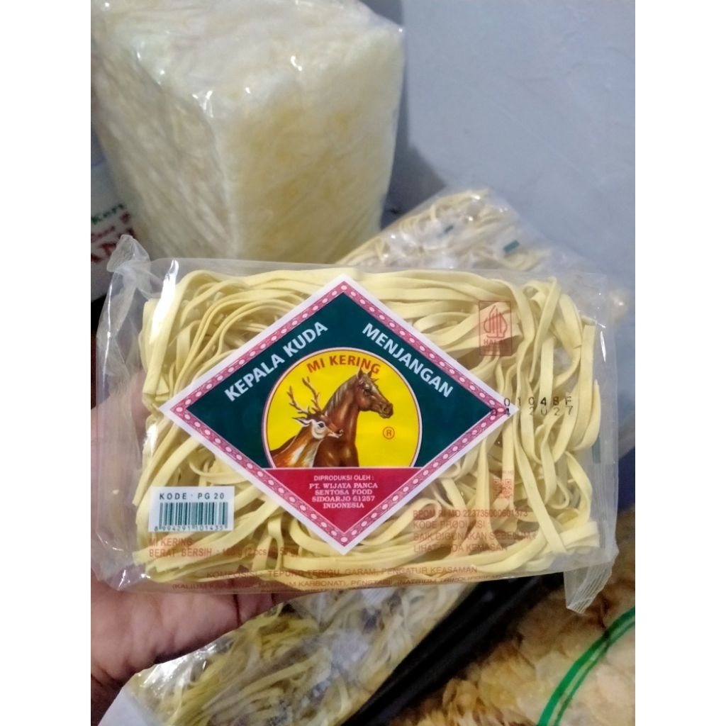 mie gepeng/mie pipih/mie kering kepala kuda menjangan - 100gr