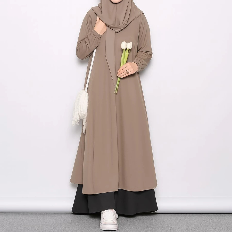 Long Tunik Ziper Polos Busui Gamis Lodress Baju Atasan Wanita Kekinian Terbaru