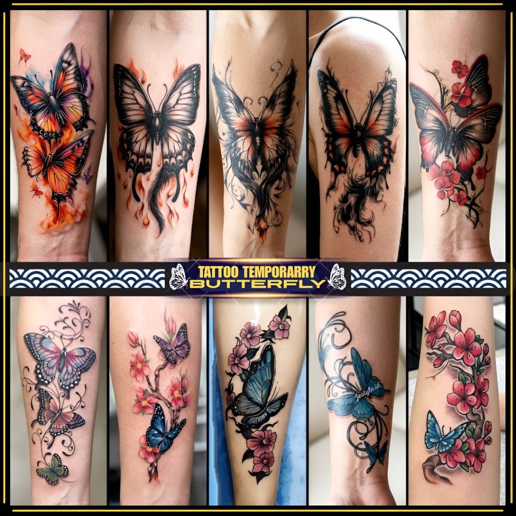 [BT] TATTO TEMPORER TEMPORARY TATTOO SEMENTARA MOTIF KUPU-KUPU BUTTERFLY DESIGN