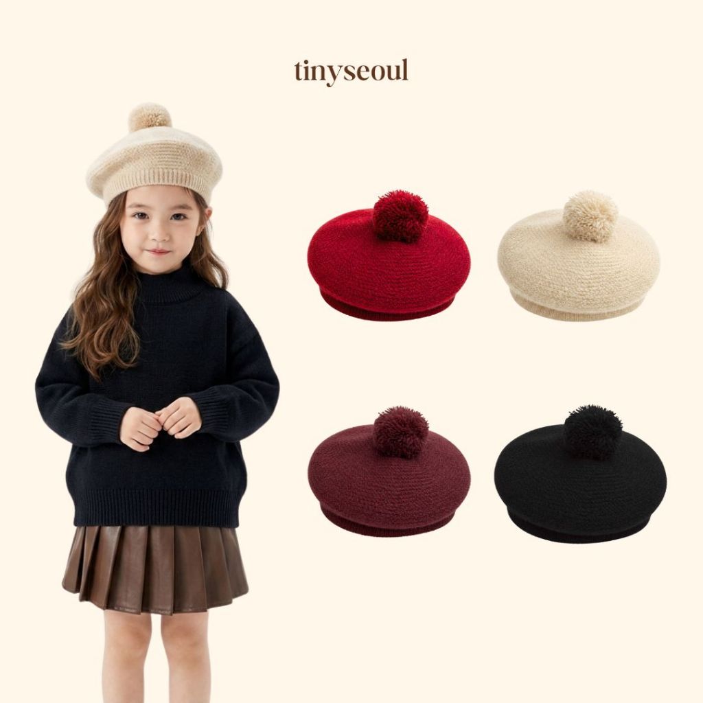 TINY SEOUL TOPI BARET ANAK PREMIUM -  GISELLE BARET HAT - Topi Baret Anak Topi Pelukis Topi Seniman 