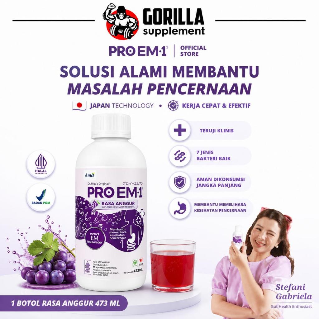 PRO EM•1 Probiotik Rasa Anggur 473 ML |Anak |Dewasa |Bakteri Baik |Pencernaan |Imun |Maag |Gerd |Usu