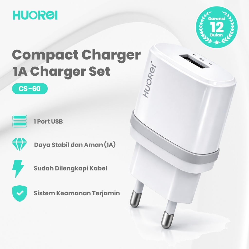 HUOREI - Charger Set Kabel Data Mi CCTV Mini Fan USB to Micro | Type C | Lightning 1A CS60