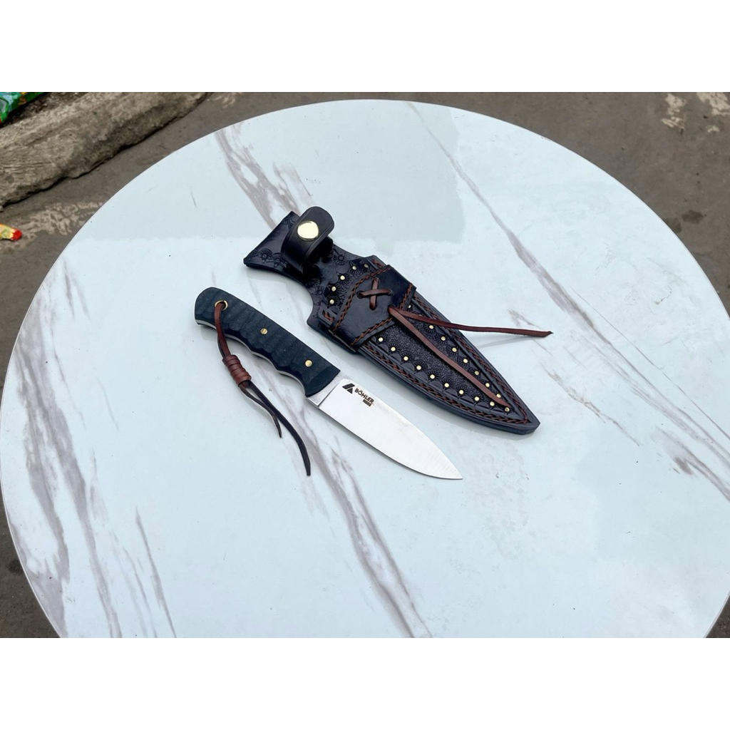 PISAU BUSHCRAFT SESET KULIT CAMPING HIKING OUTDOOR SURVIVAL BAJA BOHLER K110