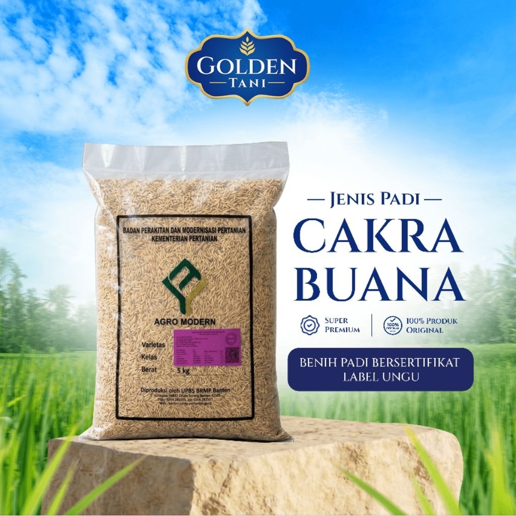 Benih padi bibit padi CAKRABUANA bersertifikat label ungu kemasan 5 kg
