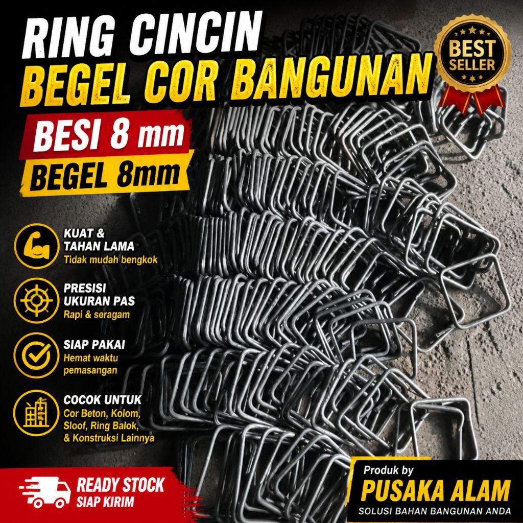 RING CINCIN BEGEL COR 8mm SNI | Begel Besi 8 mm Kuat & Presisi | Siap Pakai untuk Tiang & Kolom Bang