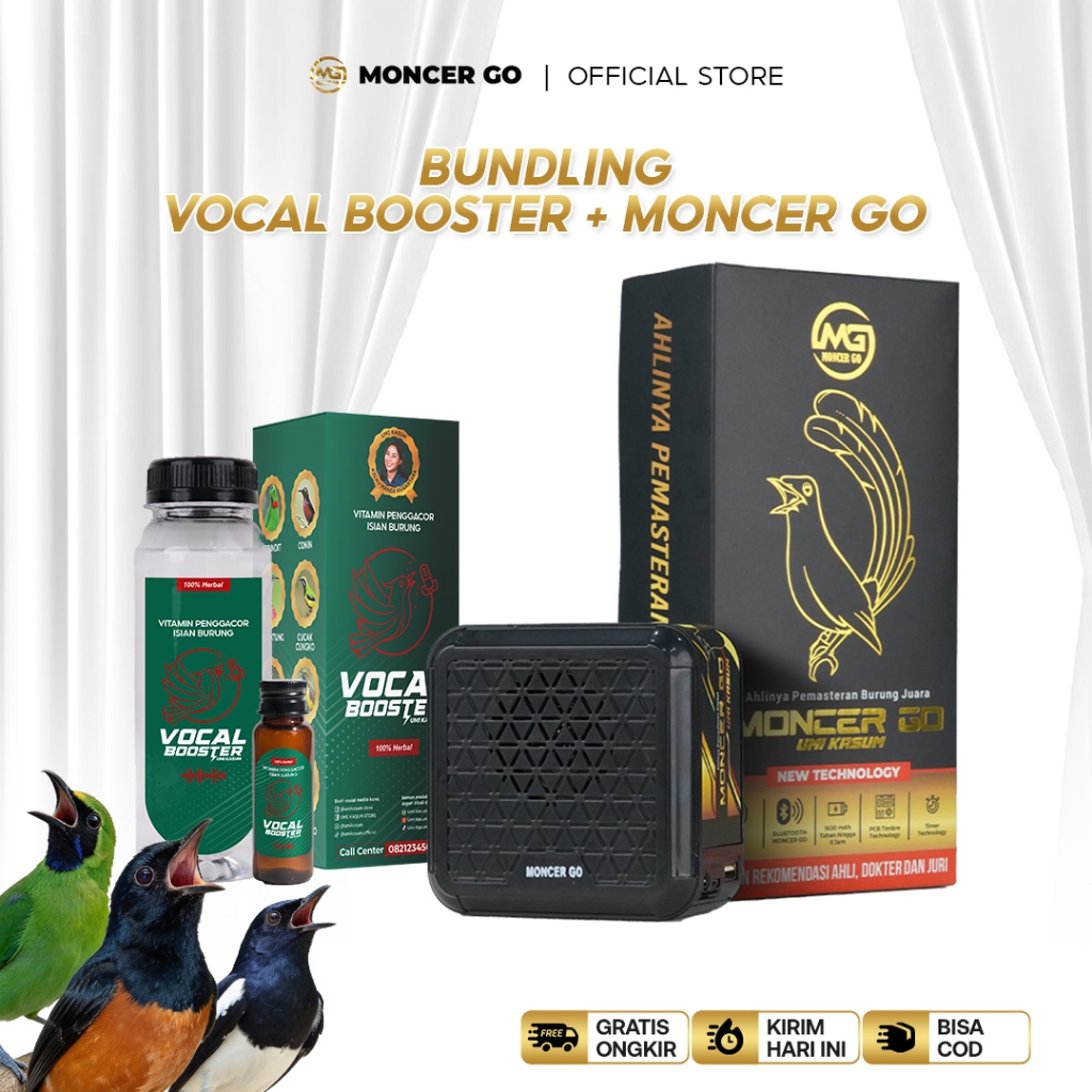 Moncer Go Masteran & Vocal Booster (Paket Masterin Burung) Penggacor Burung Isian | Speaker Masteran