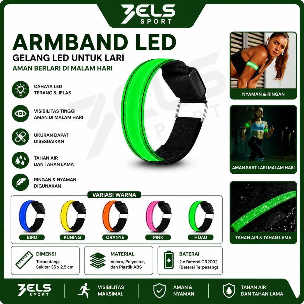 Gelang LED Running Armband Wristband Sport Safety Belt ELS-233