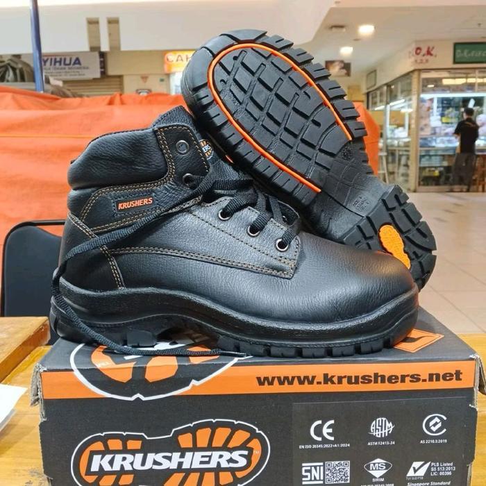 Sepatu Safety Shoes Krushers Dallas Black - Hitam Berkualitas dan Original Anti slip