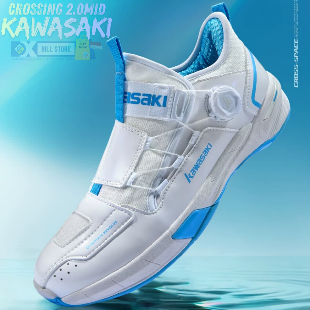 Sepatu bulutangkis BOA Kawasaki Crossing 2.0 MID Sepatu Badminton Profesional Anti Slip & Shock Pro 