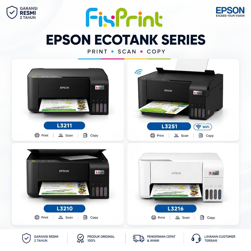 Printer Epson EcoTank L3210 L3211 L3216 L121 / L3251 WiFi Print Scan Copy - Pengganti L3110 L3250 L3