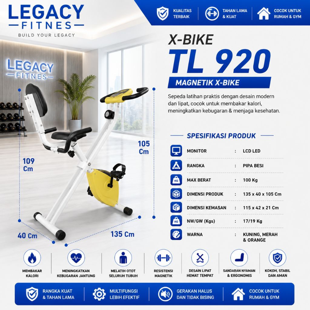 SEPEDA STATIS TL-920 ORIGINAL TL 920 XBIKE SEPEDA STATIS XBIKE MAGNETIC