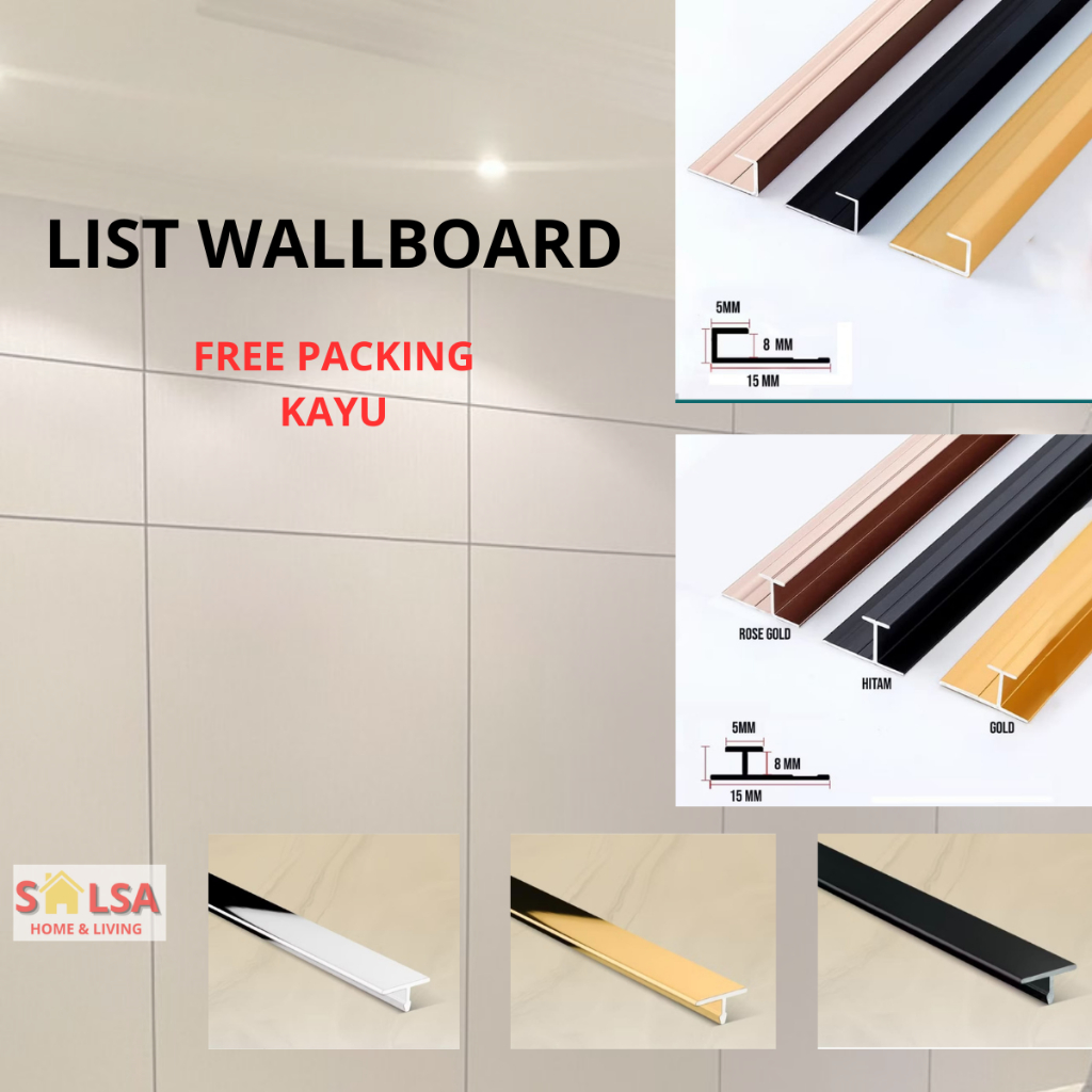 LIST T aluminium wallboard dinding list wallboard 8mm