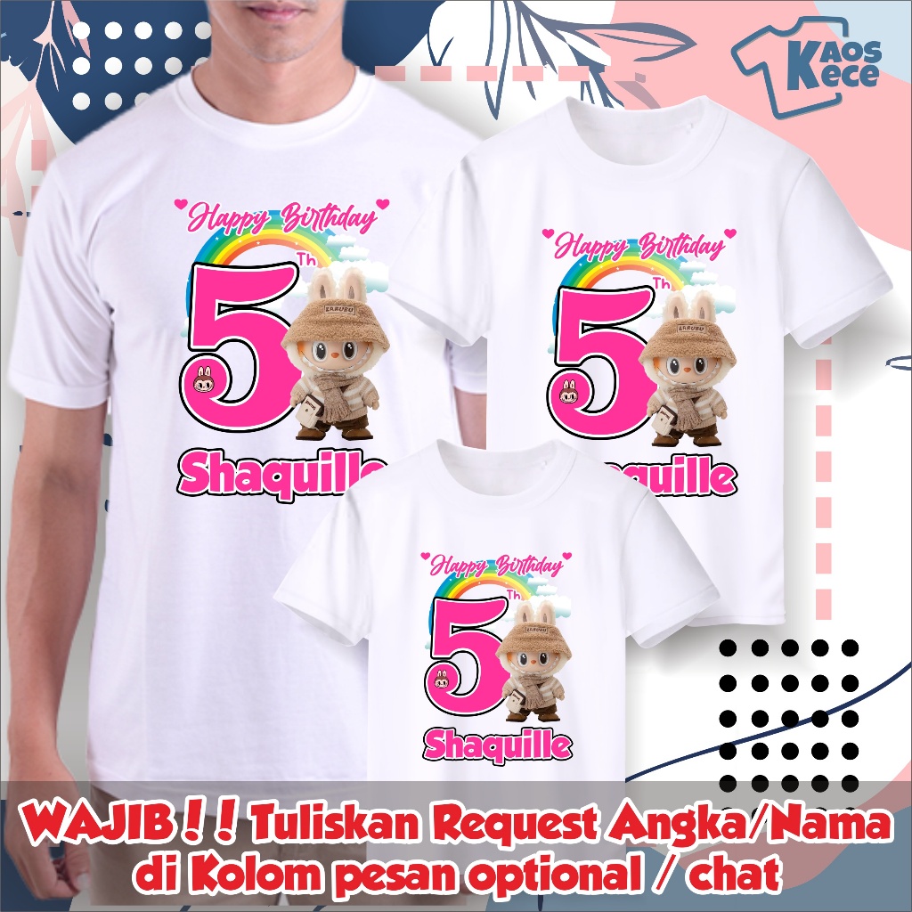 KAOS ULANG TAHUN ANAK COUPLE FAMILY LABUBU GRATIS SABLON NAMA