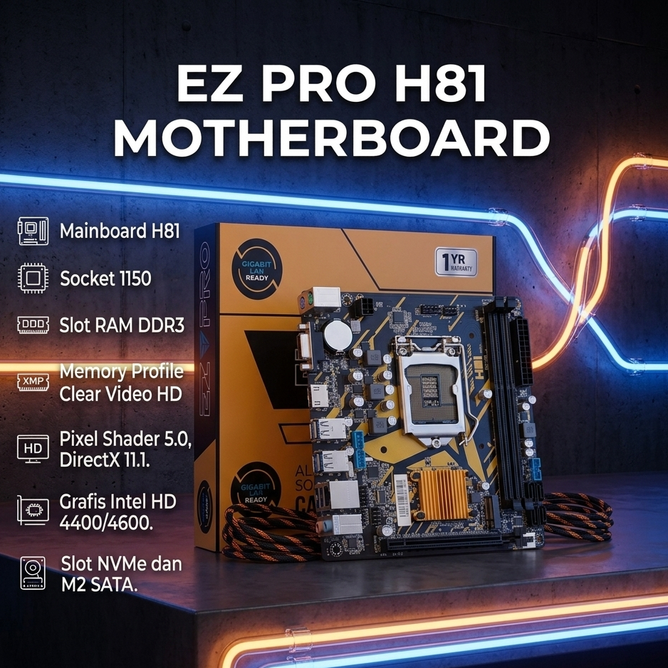 Motherboard Mobo Mainboard H81 EZPRO Socket LGA 1150 NVME USB 3.0