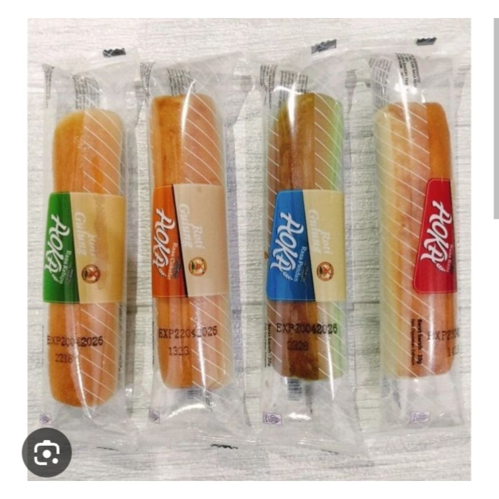 AOKA ROTI Gulung Rasa pandan, coklat, keju, kelapa 20gr 1pak isi 10pcs
