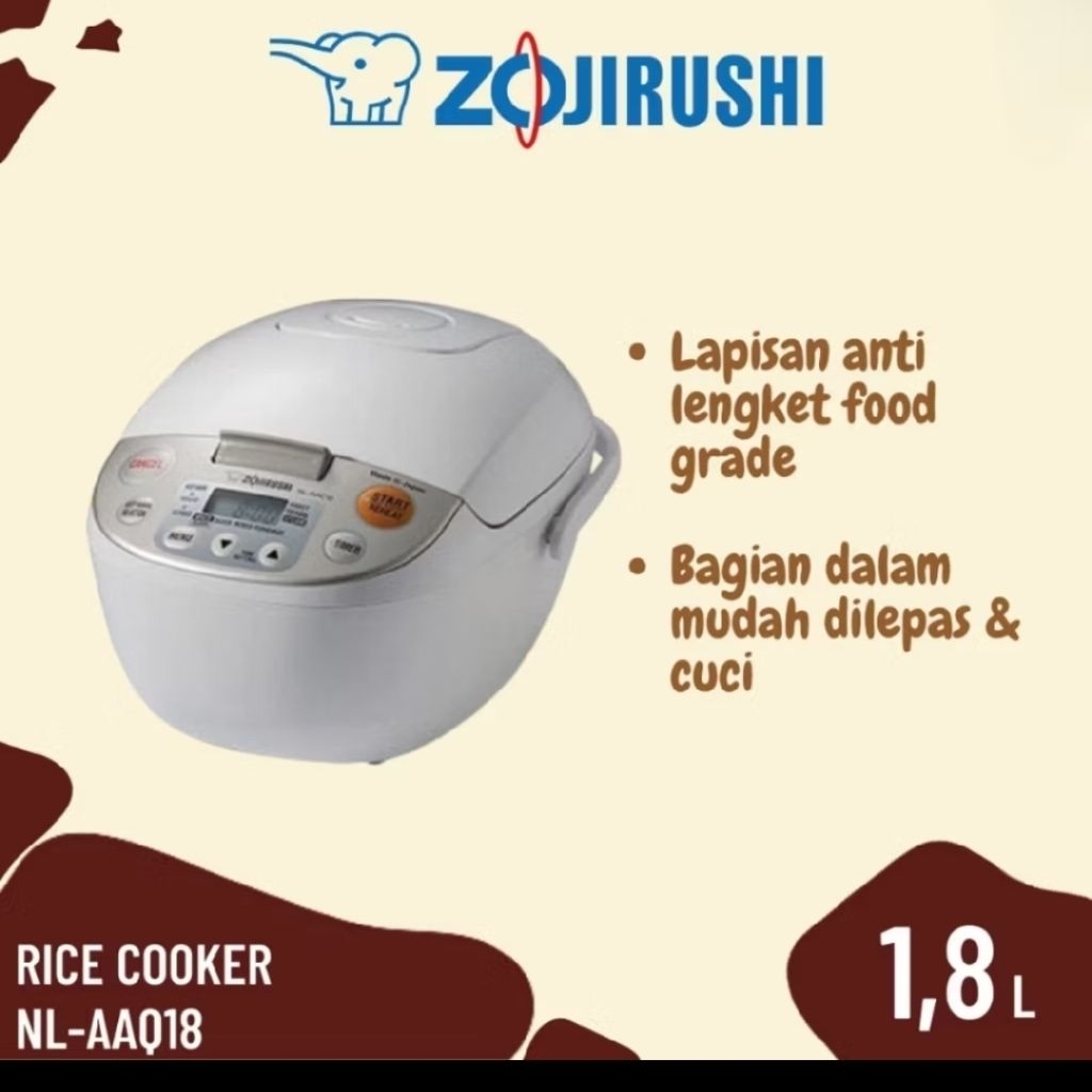 Zojirushi Rice Cooker NL-AAQ18 - Rice Cooker Digital Fuzzy Logic