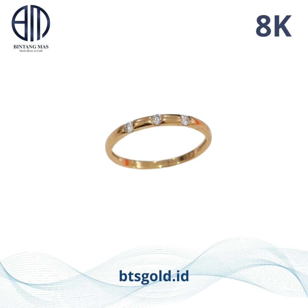 Cincin Emas Permata Putih | 8K
