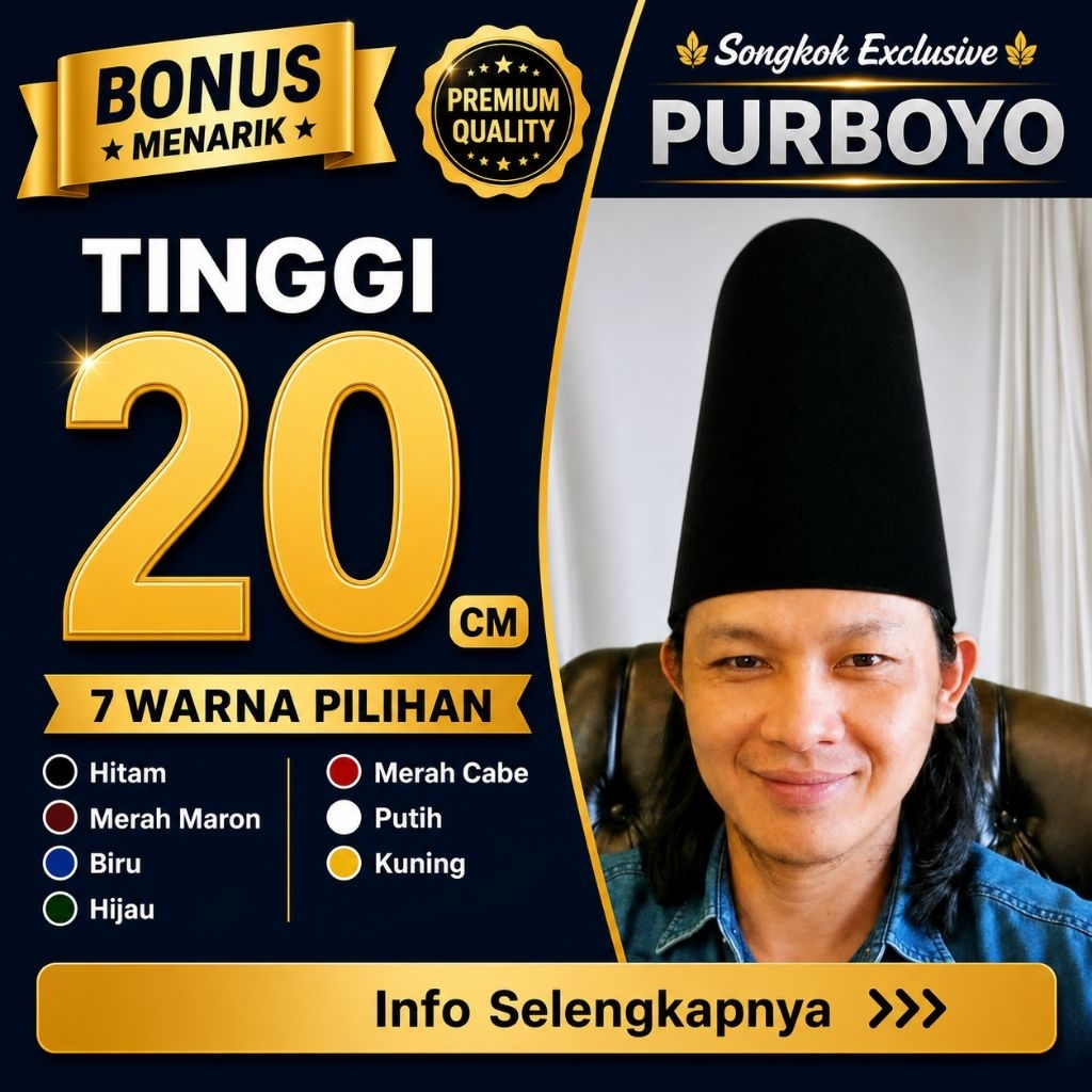 Peci Tinggi 20 cm - Bludru Halus Berkualitas Premium Model AC - Songkok Purboyo Kopiah Polos