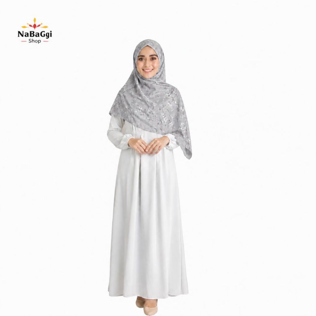 NABAGI SHOP - Hijab Motif Segi Empat - Abu Abu