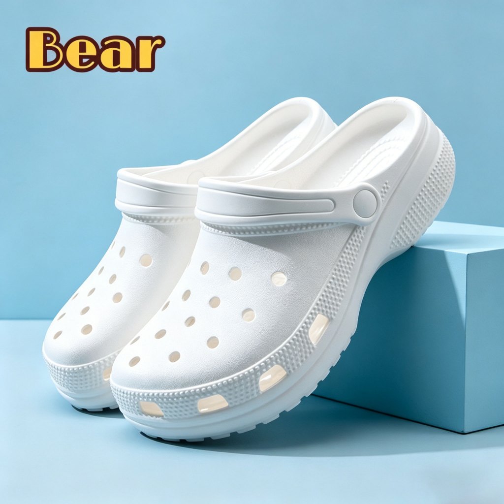 Bear Classic Crocs Sandal Putih - Sepatu Santai Wanita Pria untuk Segala Aktivitas