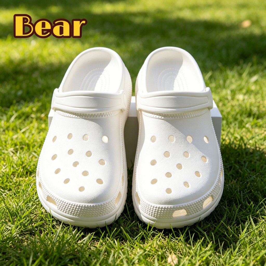 HOT DEALS Bear Classic Crocs Sandal Putih - Sepatu Santai Wanita Pria untuk Segala Aktivitas