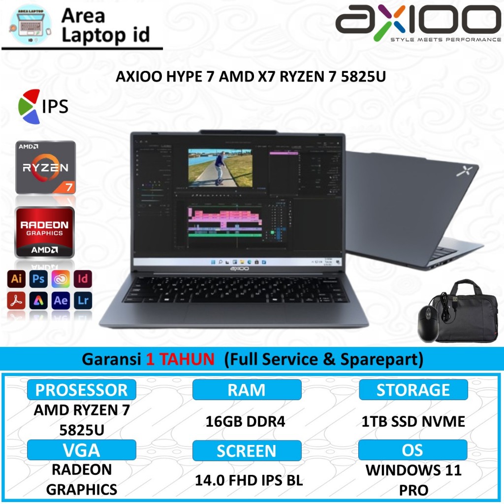 Axioo Laptop Hype 7 AMD X7-2 Ryzen 7 5825U Ram 16GB 512GB FHD IPS Windows 11