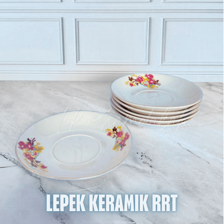 LEPEK KERAMIK RRT PREMIUM | TATAKAN GELAS ANTI PANAS MOTIF BUNGA CANTIK / PIRING KERAMIK KECIL