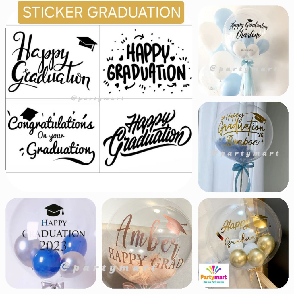 Sticker Balon Bobo PVC / Balon Foil Happy Graduation, Congratulation