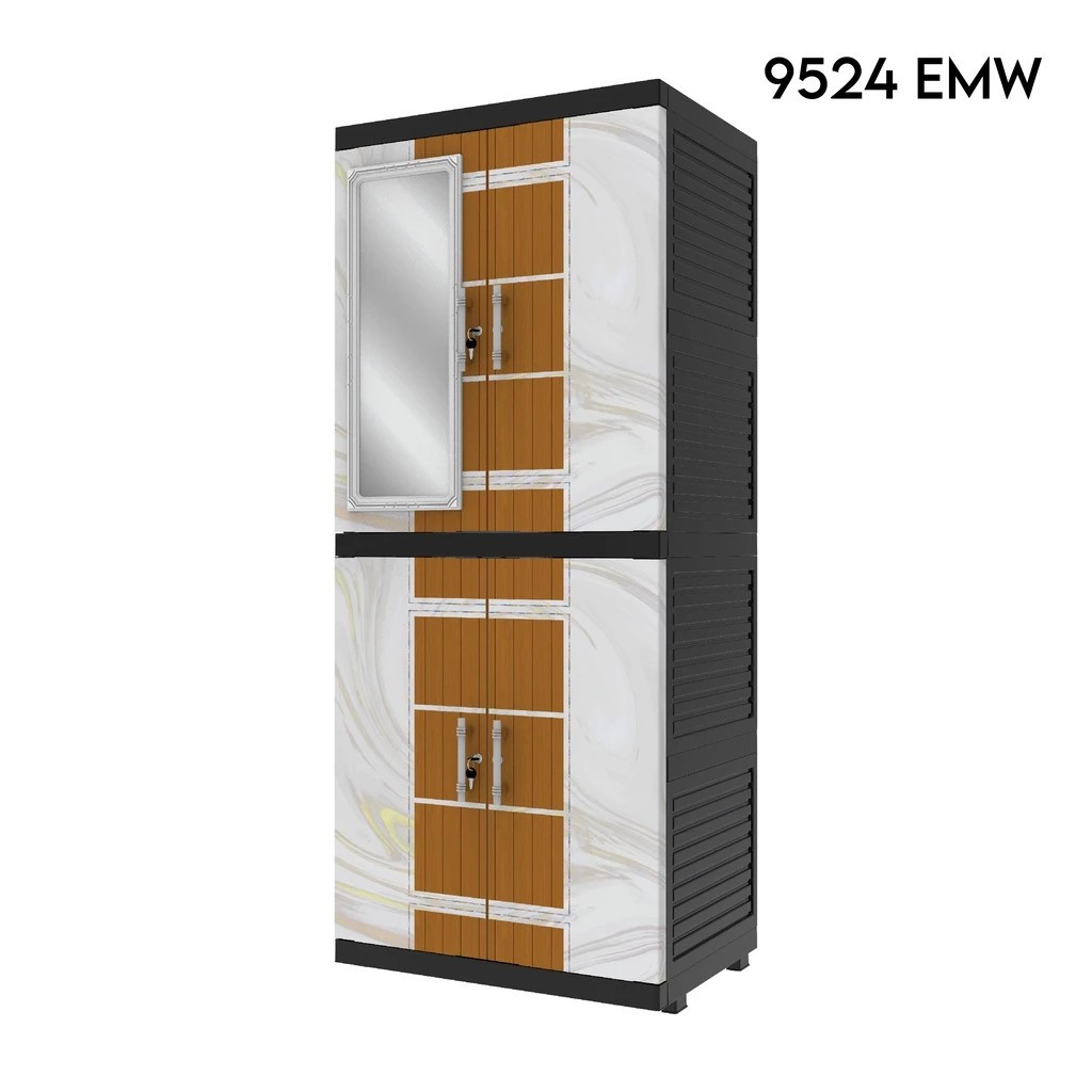 Naiba Fit 9524- Lemari Plastik Naiba FIT Jumbo Kaca MIROR + Kunci FULL RAK | Cabinet Jumbo Naiba Kac