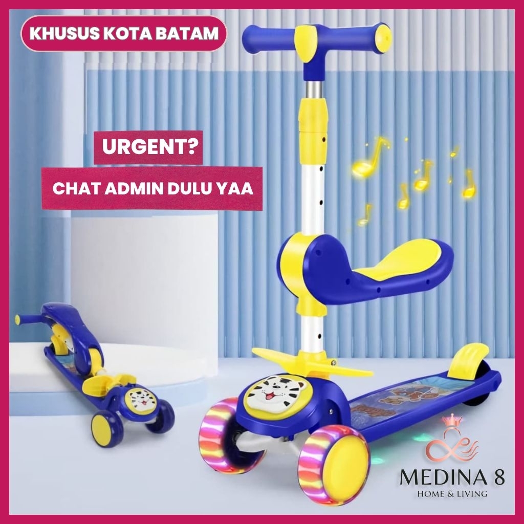 [BISA INSTAN] Skuter Anak 3 Roda Duduk Injak Otoped Anak Karakter Scooter Roda Nyala Musik Lampu Lip