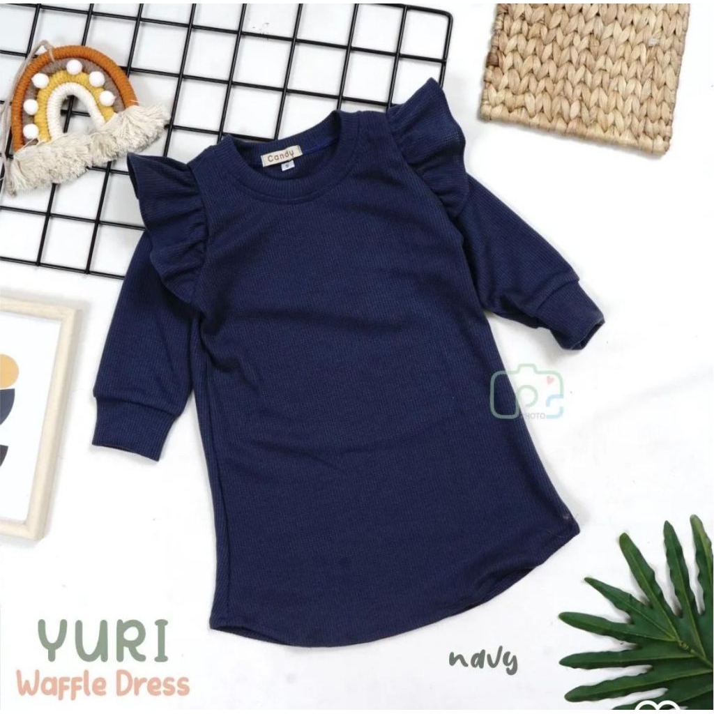 Yuri Waffle Dress by Candy / Tunik Anak 4 tahun