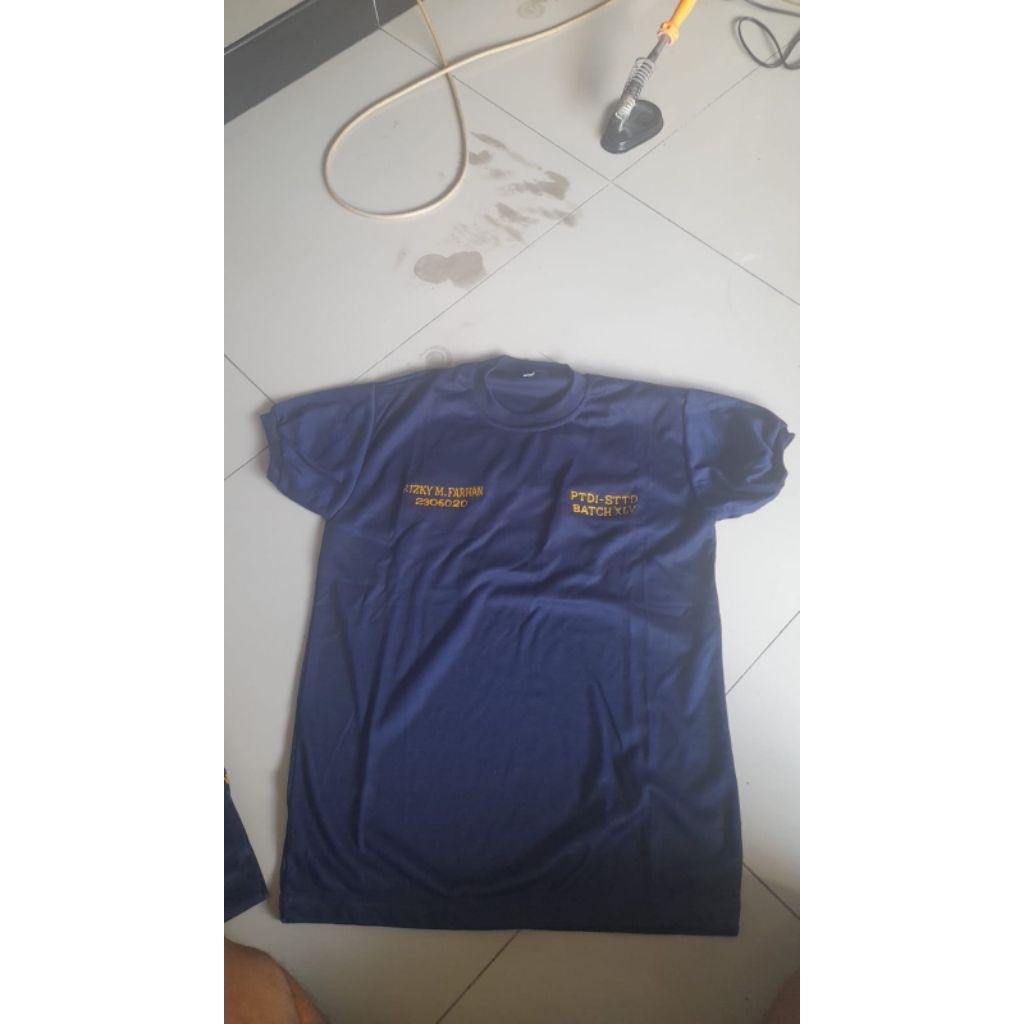 kaos pdo olahraga taruna costum warna biru dongker lengan pendek