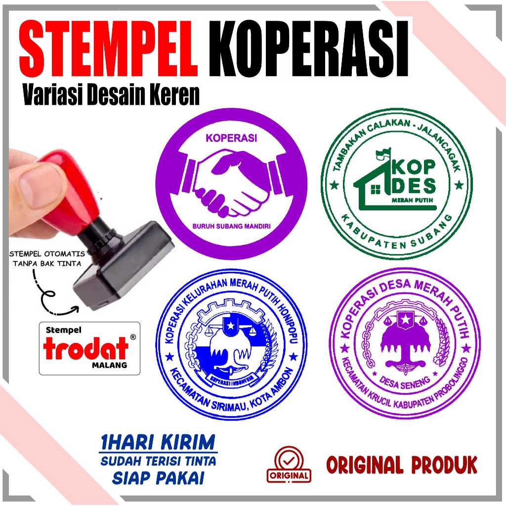 Stempel Koperasi custom / Stempel Koperasi Simpan Pinjam / KOPDES/ KOPERASI MERAH PUTIH