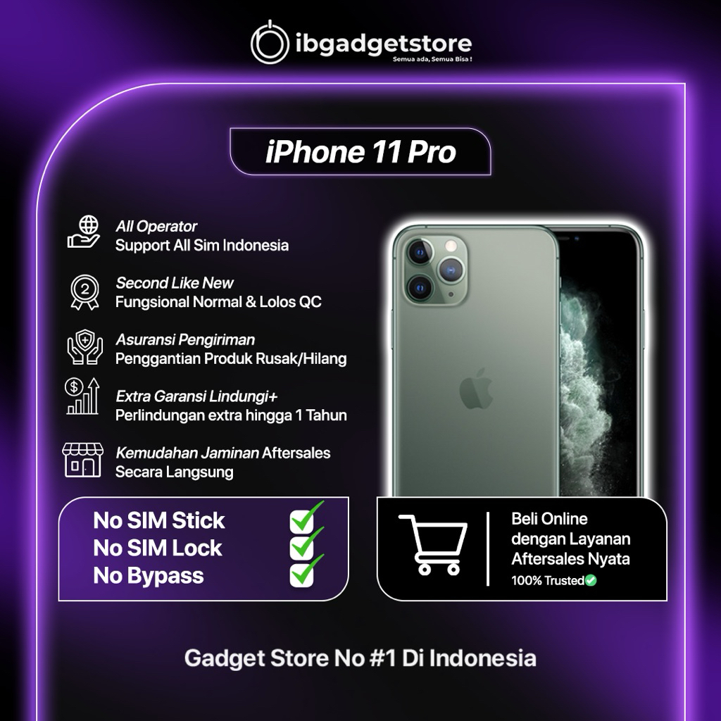 IP 11 PRO 64GB/256GB/512GB Second Like New Original Bergaransi