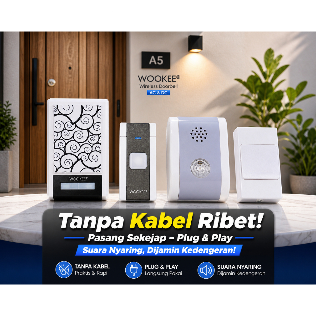 TQ Bel Rumah Tanpa Kabel Bel Pintu Rumah Wireless Doorbell DC / AC 36 Ringtone Musik Door Bell Nirka