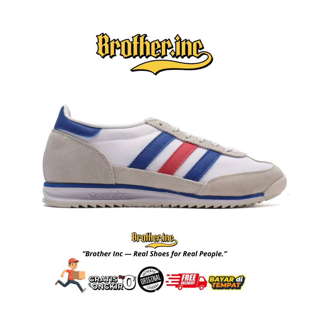 Brother Inc - Sepatu Casual Pria SL 72 Cloud White Glory Blue Red Sepatu Kasual Laki Laki Putih Biru