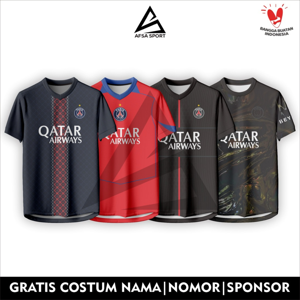 Jersey Bola PSG Full Printing Home Third Fourth Fifty  25/26 Free Costum Nama Dan Nomor Punggung