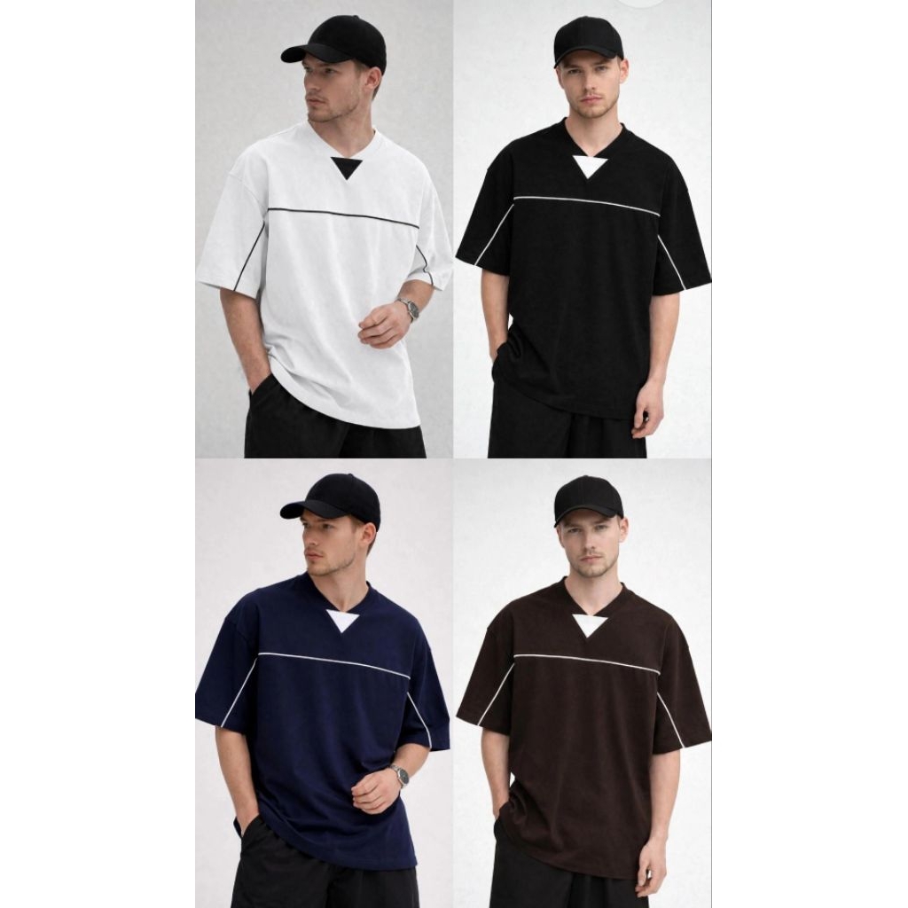 Kaos V-neck Oversize Cotton Combed 24s