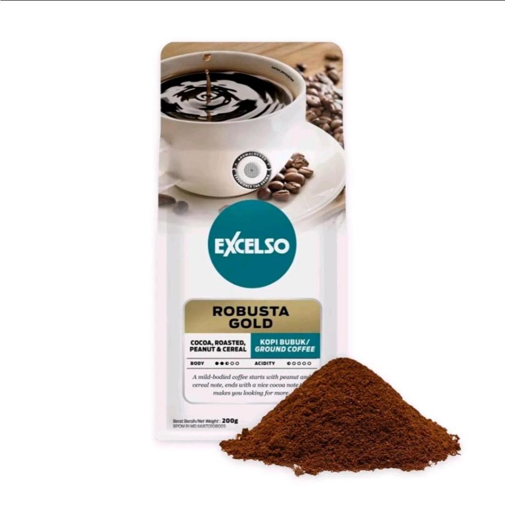 kopi EXCELSO ROBUSTA GOLD 200gr bubuk kopi excelso robusta gold