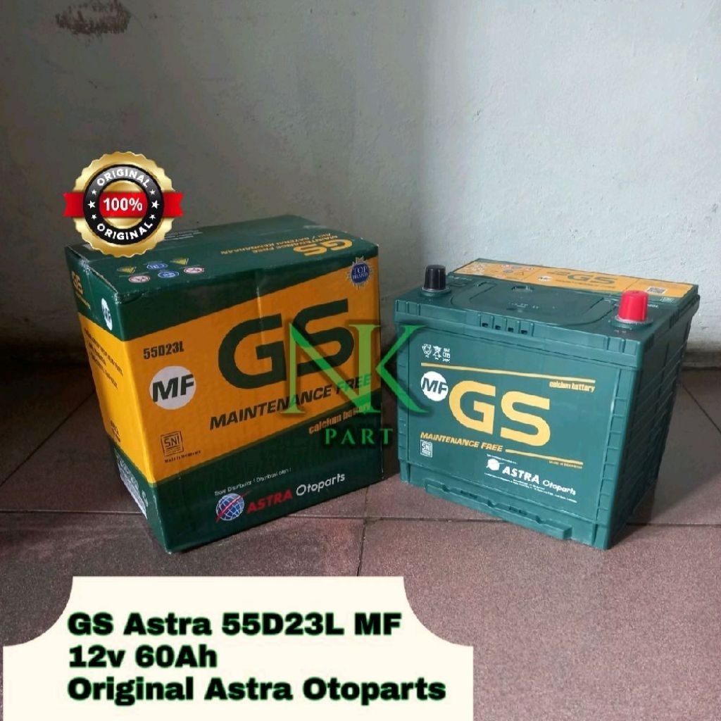 Aki Mobil GS Astra 55D23L MF 60Ah Accu Kering Siap Pakai