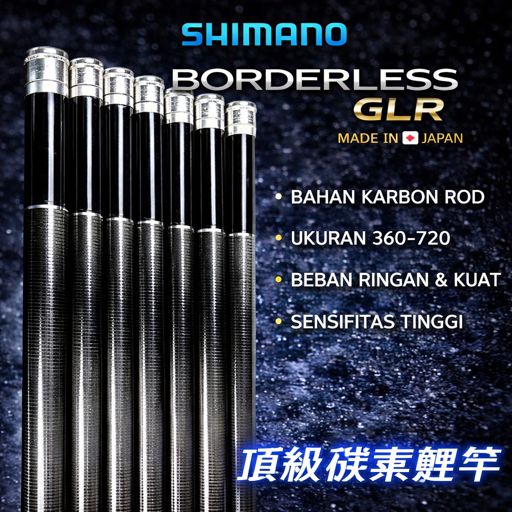 Joran Shimano Borderless GLR Carbon 360-720  Ringan Kuat Sensitif  Joran Pancing Premium