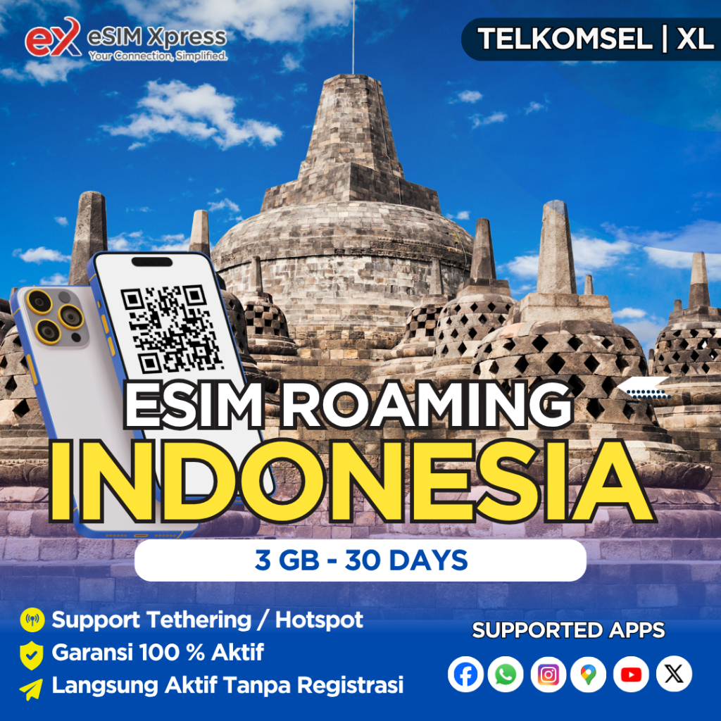 SIM XPRESS - eSIM Roaming Telkomsel Indonesia 3Gb 30 Hari | eSIM HP Blokir | eSIM IPHONE INTER