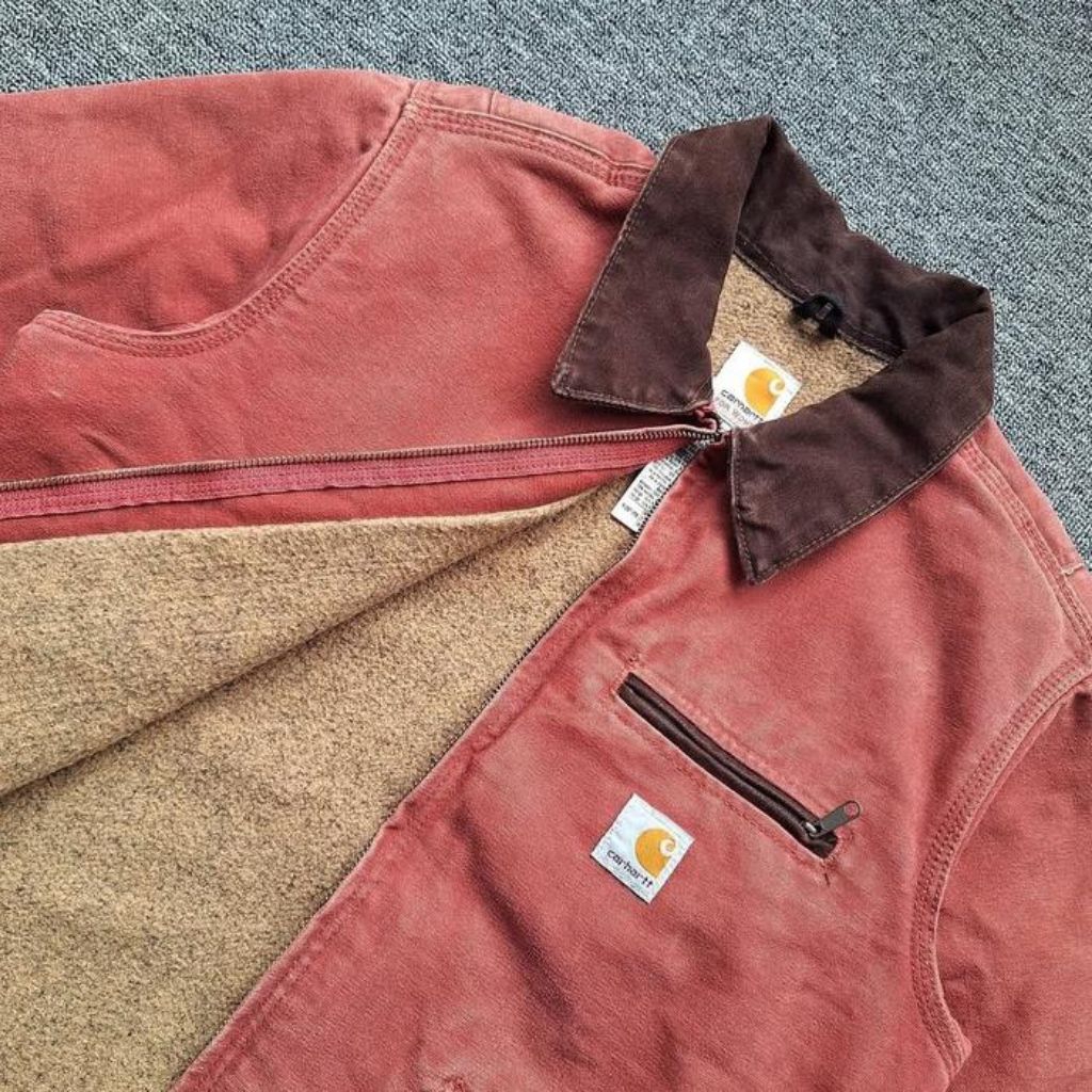vintage rose salmon carhartt detroit jacket W J097 extra small size ( xs )