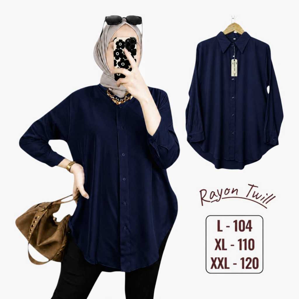 Rayon Twill Premium Kemeja Wanita Lengan Panjang