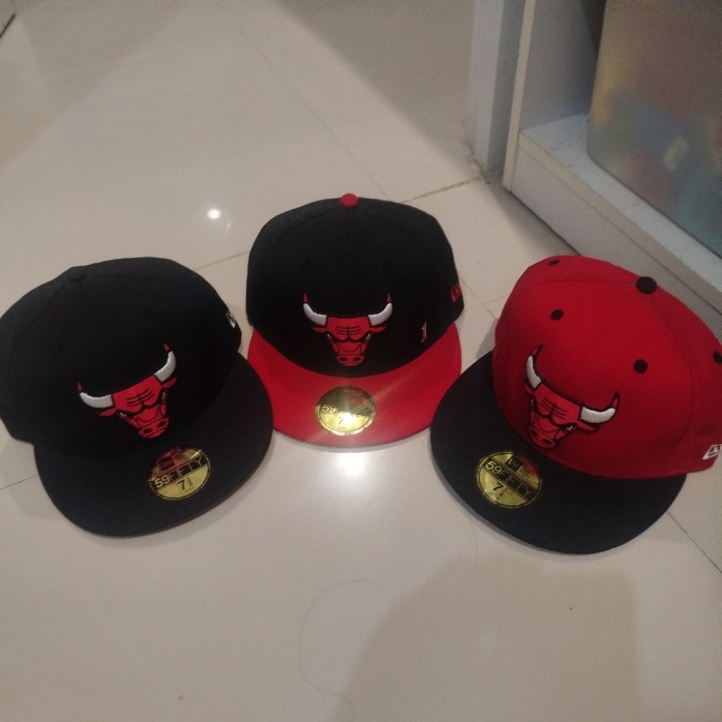 Newera Topi Wool Chicago Bulls NBA Fitted 73/8 down ke 7 1/4 New Era Cap Fitted